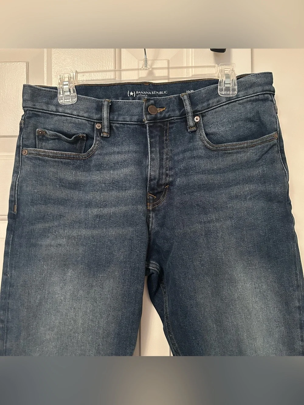 Banana Republic Legacy Men's 33x30 Straight Fit Blue Denim Jeans Medium Wash